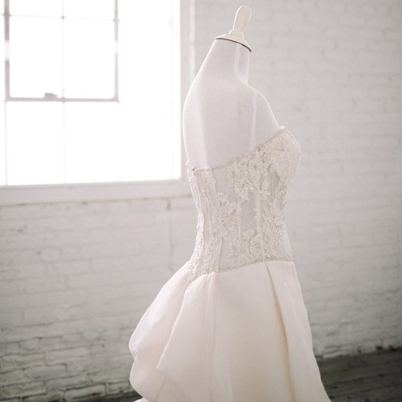 Pale Blush Pink Dress Prom Corset Ivory Flowers 6 - Picture 10 of 13